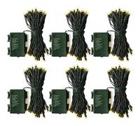 CCILAND 6 Pack Christmas String Lights Battery Operated - 5m 50 LED Fariy Lights Dark Green Wire with Auto Timer Bedroom Xmas Tree Patio Festival Decoration (Warm White)