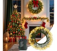 CCILAND Cluster Fairy Lights Battery, 3M 200 LED Christmas Lights with Timer 8 Modes, Dark Green Copper Wire Firecracker String Light for Xmas Tree Garland Decor (Warm White)