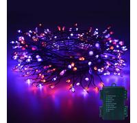 CCILAND Halloween Fairy Lights Battery Operated, 3M 200 LED Cluster Lights with Auto Timer 8 Modes Firecrackers String Lights for Holiday Bedroom Garden Decor (Purple and Orange)
