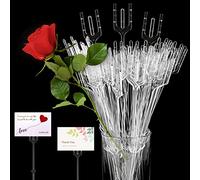 CCINEE 100pcs Plastic Floral Pick Card Holders Clear Fork Shaped Flower Place Card Holders Straight Head Clips for Wedding Bouquet Birthday Party Supply, 9 Inches