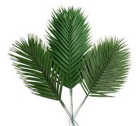 CCINEE 12 PCS Artificial Palm Leaves, Assorted Sizes Faux Large Palm Fronds Fake Tropical Plant Simulation Safari Leaves with Stems for Home Hawaiian Luau Party Jungle Beach Theme Party Decoration