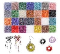 CCINEE 13000pcs 4MM Bugle Beads Bulk, Multicolor Glass Tube Beads Long Rainbow Beads for Embroidery Sewing DIY Bracelet Necklaces Craft Jewelry Making Supplies 28 Color