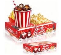 CCINEE 24pcs Christmas Movie Night Snack Trays, Xmas Party Favor Boxes for Treat Santa Claus Snack Candy Cookies Goodies Food Box Container for Family Gathering Party Supply