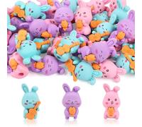 CCINEE 30Pcs Easter 3D Erasers for Kids Bulk, Funny Bunny Carrot Puzzle Erasers Desk Pets Pencil Toppers Eraser for Spring Classroom Rewards Easter Party Favor