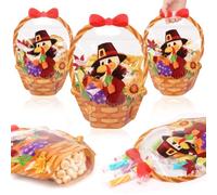 CCINEE 50 Packs Thanksgiving Ziplock Gifts Bags Bulk, 3D Fall Plastic Treat Bags with Handle Sealable Turkey Goodie Favor Bag for Holiday Autumn Harvest Party Gift Wrapping