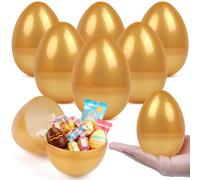 CCINEE 6pcs Golden Easter Eggs, 4.7" Large Metallic Plastic Empty Eggs Fillable for Easter Basket Stuffers, Egg Hunt Games, Party Favors & Holiday Decor
