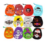 CCINEE 72pcs Halloween Drawstring Goody Bags 12 Styles Halloween Treats Bags for Kids's Trick or Treat Party Favor Supplies