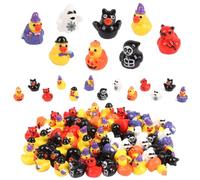 CCINEE 72Pcs Halloween Mini Resin Ducks Bulks, Miniature Witch Ghost Bat Skeleton Pumpkins Duck Figures to Hide Tiny Resin Duck for Crafts Halloween Party Favor Dollhouse Table Decorations