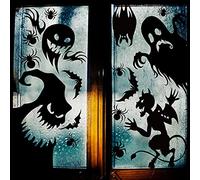CCINEE Halloween Window Cling Sticker,Giant Spooky Monster Silhouette Window Decal for Halloween Party Decoration,4 Sheet