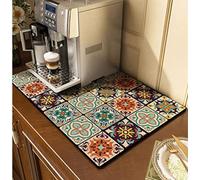 Cciphy Colorful Coffee Maker Mat for Countertop, Cute Coffee Mat Coffee Bar Accessories, Dish Drying Mat for Kitchen, Absorbent Quick Drying Mat, 12 X16 inch Countertop Protection Drying Pat (B)