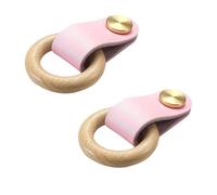 Ccipotatoo 2 Pcs Wardrobe Door Handle Children's Room Leather Cabinet Handle Beech Drawer Pull Circular Moulding Drawer Pulls Cupboards Handle Knobs for Kitchen (Pink)