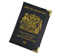 Ccipotatoo British Passport Holder, Portable UK Passport Cover for Women Men, PU Leather Travel Wallet Case Organiser for Passport Credit Cards Boarding Passes (1-black)