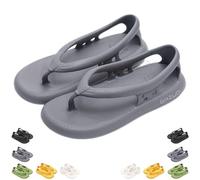 Ccipotatoo Sandals, Summer Unisex Comfort Walking Flip Flops, Thick-soled Non-slip Bazuo Slides (Grey, 44-45)