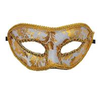 Ccipotatoo Venetian Mask Women Men Vintage Halloween Costume Carnival Mask Black Feather Mask Raven Rhinestone Metal Filigree Venetian Colombina Ball (White)