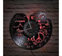 Ccipotatoo Vinyl wall clock with seven color night light atmosphere clock, skull shaped design, personalized wall clock gift
