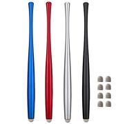 CCIVV Slim Waist Stylus Pens for Touch Screen, Compatible with iPad, iPhone, Kindle Fire + 8 Extra Replaceable Hybrid Fiber Tips ( Black,Silver,Blue, Red)