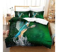 CCIZFMQ 3 Pcs 3D Print Kingfisher Quilt Cover Splash Microfiber with Zipper Closure for Kid Teens Boys And Girls Bedroom Super King(260x220cm)