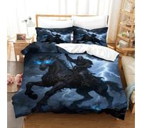 CCIZFMQ 3 Pcs 3D Print Skeleton Knight Quilt Cover Ghost Warhorse Microfiber with Zipper Closure for Kid Teens Boys And Girls Bedroom Double(200x200cm)