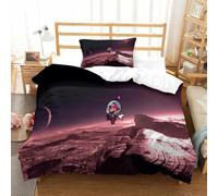 CCIZFMQ 3D Print Cartoon Mario Bedding Set Alien Landforms with Hidden Zipper for Kid Teens Boys And Girls Bedroom Decor Single(135x200cm)