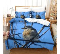 CCIZFMQ 3D Print Dusky Thrush Duvet Cover Set Dead Branches with Pillow Cases Hidden Zipper for Kid Teens Boys And Girls Modern Bedroom Decor Super King(260x220cm)