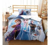CCIZFMQ 3D Print Frozen Duvet Cover Set Elsa & Anna with Pillow Cases Hidden Zipper for Kid Teens Boys And Girls Modern Bedroom Decor Single（135x200cm）