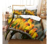 CCIZFMQ 3D Print Sun Conure Duvet Cover Set Bedding Set Branch with Pillow Cases Hidden Zipper for Kid Teens Boys And Girls King(220x240cm)