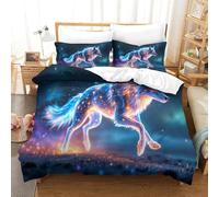 CCIZFMQ 3D Print Wolf Duvet Cover Set Bedding Set Luminous Star Point with Pillow Cases Hidden Zipper for Kid Teens Boys And Girls Double(200x200cm)