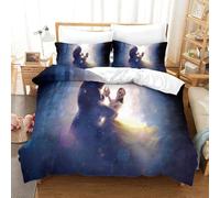 CCIZFMQ Beauty And The Beast 3 Pieces 3D Printed Comforter Cover Belle Beast With Zipper Closure for Kids Boys Girls Bedroom Decor Double(200x200cm)