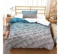 CCIZFMQ Clear Seawater 3D Print 3 Pieces Shallow Ripple With Zipper Closure For Kids Boys Teen Men Soft Lightweight Quilt Cover Bedroom Dorm Decor Single(135x200cm)