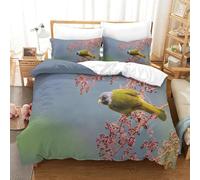 CCIZFMQ Collared Finchbill 3D Print 3 Pieces Red Fruit Branch With Zipper Closure For Kids Boys Teen Men Soft Lightweight Quilt Cover Bedroom Dorm Decor Super King(260x220cm)