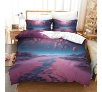 CCIZFMQ Cosmic Stars 3D Print 3 Pieces Pink Purple Landform With Zipper Closure For Kids Boys Teen Men Soft Lightweight Quilt Cover Bedroom Dorm Decor King(220x240cm)