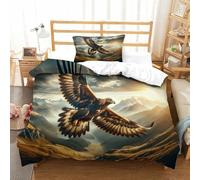 CCIZFMQ Eagle 3D Print Bedding Set Alpine Gorges with Hidden Zipper Microfiber for Modern Bedroom Decoration Single(135x200cm)