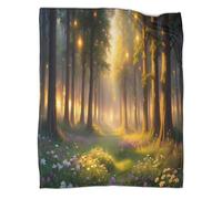 CCIZFMQ Fantasy Forest 3D Printed Sunshine Trees Throw Bedding Blanket Plush Soft Cozy Lightweight Fluffy Gifts for Kids Teens Adults for Boys Girls All Season Couch Sofa 70x80inch(180x200cm)