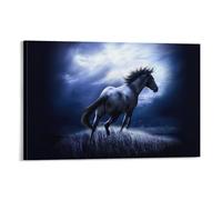 CCIZFMQ Fine Horse Wall Decor Poster Dark Night Grassland Canvas Prints Picture Modern Wall Art Picture Wall Hanging for Living Room Home Decorations 08x12inch(20x30cm)