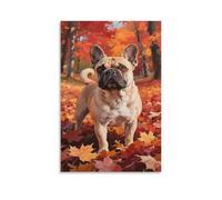 CCIZFMQ French Bulldog Wall Decor Poster Autumn Forest Canvas Prints Picture Modern Wall Art Picture Wall Hanging for Office Gym Living Room Decor 12x18inch(30x45cm)