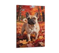 CCIZFMQ French Bulldog Wall Decor Poster Autumn Forest Giclee Canvas Prints Modern Wall Art Picture Wall Hanging for Home Decorations 20x30inch(50x75cm)