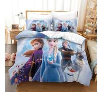 CCIZFMQ Frozen 3 Pieces 3D Printed Comforter Cover Set Elsa & Anna with Pillow Cases Microfiber for Modern Bedroom Decor King（220x240cm）