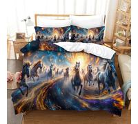 CCIZFMQ Galloping Horse 3D Print Bedding Set Spiral Vortex with Hidden Zipper Microfiber for Modern Bedroom Decoration Double(200x200cm)