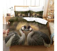 CCIZFMQ Grey Crowned Crane 3 Pcs 3D Print Bedding Set Microfiber with Zipper Closure for Adults Bedroom Decoration Super King(260x220cm)