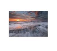 CCIZFMQ Seaside Sunset Wall Decor Poster Sea Wave Reef Canvas Prints Picture Modern Canvas Wall Art Picture Wall Hanging for Living Room Bedroom Home Decorations 20x30inch(50x75cm)