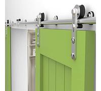 CCJH 11FT/335cm Stainless Steel Tube Sliding Barn Track Double Door Hardware Kit for Wood Door