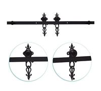CCJH 12.6FT-386cm Sliding Door Track Barn Wood Door Hardware Rail System for Single Door Flower Shape, Black