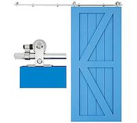 CCJH 152CM/5FT Stainless Steel Sliding Barn Door Hardware Kit Track Roller Closet Accessory for Single Door T Shape