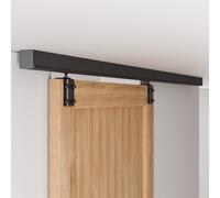 CCJH 200CM/6.6FT Ceiling Mounting Sliding Door Track Barn Door Hardware Kit Closet Rail Accessory Box Track Hidden Roller