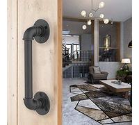 CCJH 24cm Sliding Barn Door Handle, Pull Black Heavy Duty Iron Handle for Wooden Garden Gate Shed Cabinet Door