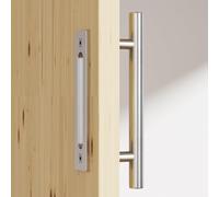 CCJH 24cm Sliding Barn Door Handle Stainless Steel Pull Push Door Handles Set Two-Sided,Silver