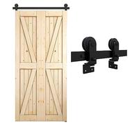 CCJH 3.3FT/100CM Bi-Folding Sliding Door Track Barn Door Hardware Kit Closet Rail Roller for 2 Doors，T Shape Black