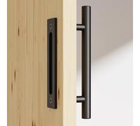 CCJH 30CM Sliding Door Handle Double Sided Barn Door Handle Embedded Invisible Alloy Steel Frosted Black