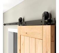 CCJH 4FT Sliding Barn Door Hardware Kit, Heavy Duty, Smoothly and Silently, Easy to Install, Fit 24" Width Single Door Panel, T-Shaped Style Black