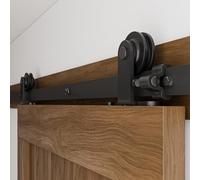 CCJH 4FT Sliding Barn Door Hardware Kit, Heavy Duty, Smoothly and Silently, Easy to Install, Fit 24" Width Single Door Panel, T-Shaped Style Black